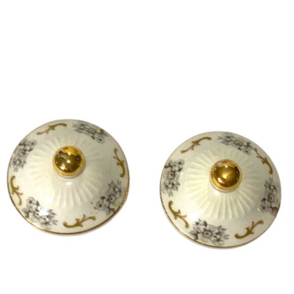 Vintage Pair Aurora Ceramiche Collectible Fine Porcelain Covered Urn Small Italy - Picture 4 of 6